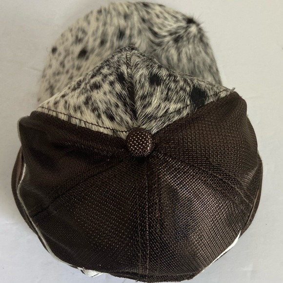 Western Real Cowhide and Leather Trucker Hat Style Snap Back Cap Mesh Adjustable - Picture 9 of 13